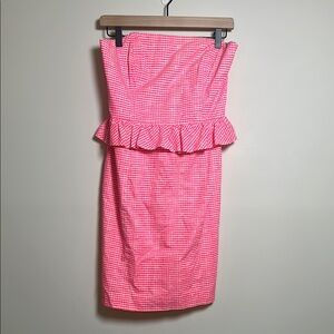 Lilly Pulitzer Women's Lowe Pink Gingham Strapless Dress Size 4